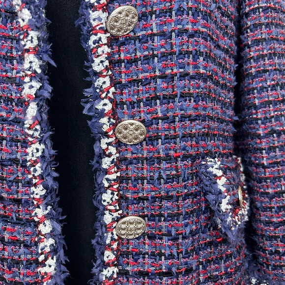 Chanel F/W 2013, Red, Ivory & Navy Tweed Blazer Size FR 34//US Small - Picture 7 of 11